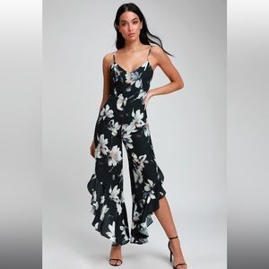 Bellis Charcoal Grey Floral Print Jumpsuit